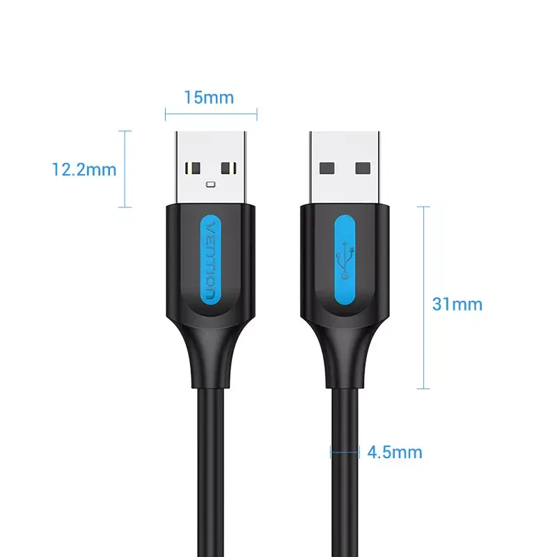 Vention COJBH cabo USB 2.0, USB-A macho para USB-A macho, 2 m, 2 A, preto