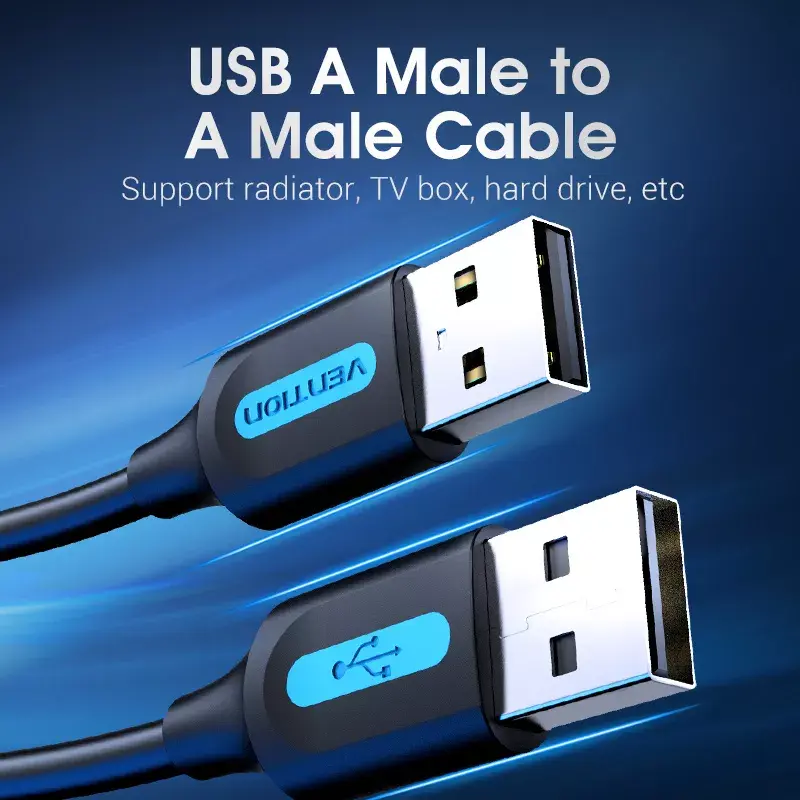 Vention COJBH cabo USB 2.0, USB-A macho para USB-A macho, 2 m, 2 A, preto