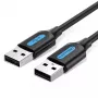 Cabo USB 2.0 A–A Vention 2 m, preto PVC, USB A para USB A, 0,48 Gbit/s