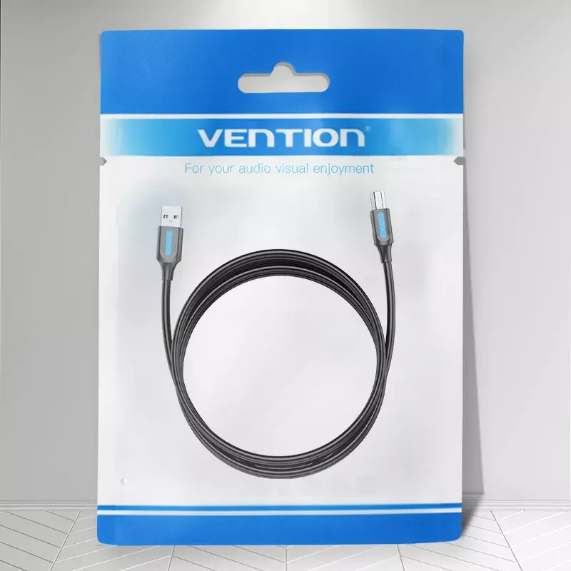 Cabo USB 2.0 macho A para macho B 3 m — Vention — preto PVC, 480 Mbit/s, 2 A