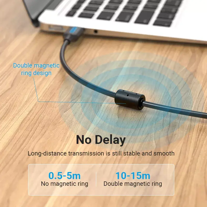 Cabo USB 2.0 macho A para macho B 3 m — Vention — preto PVC, 480 Mbit/s, 2 A