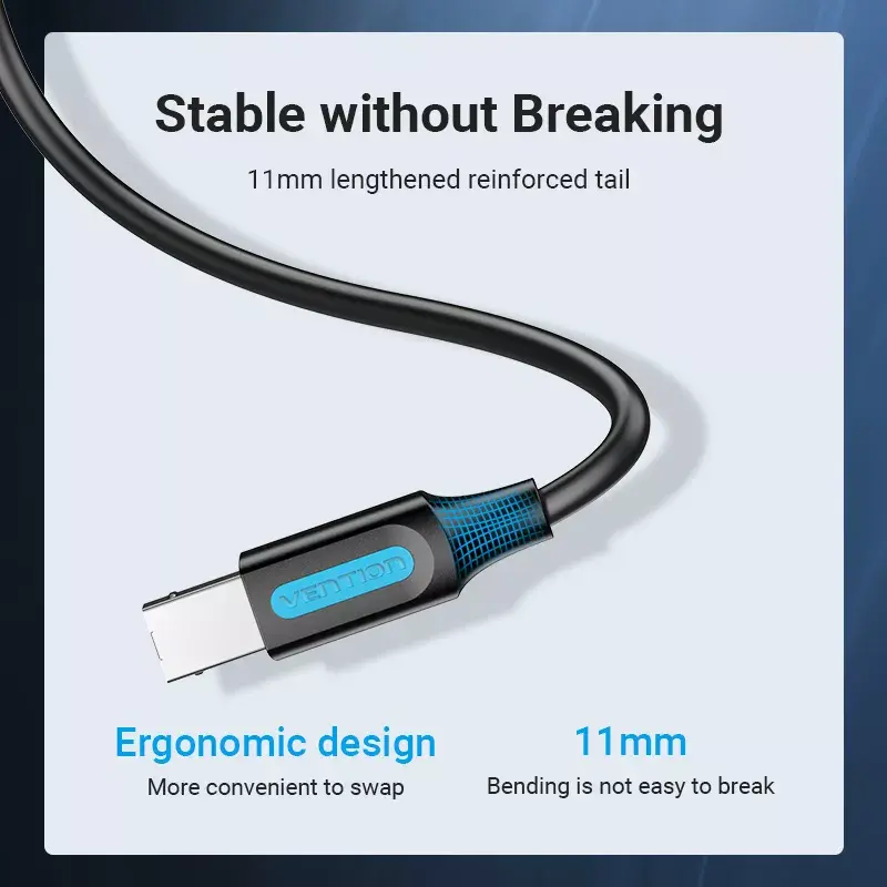 Vention COQBJ cabo USB 2.0 A macho para B macho, 5 m, preto