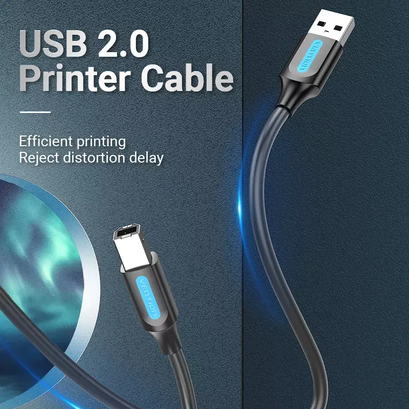 Vention COQBJ cabo USB 2.0 A macho para B macho, 5 m, preto