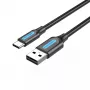 Cabo Vention USB 2.0 macho A para macho C 3A 0,5 m preto