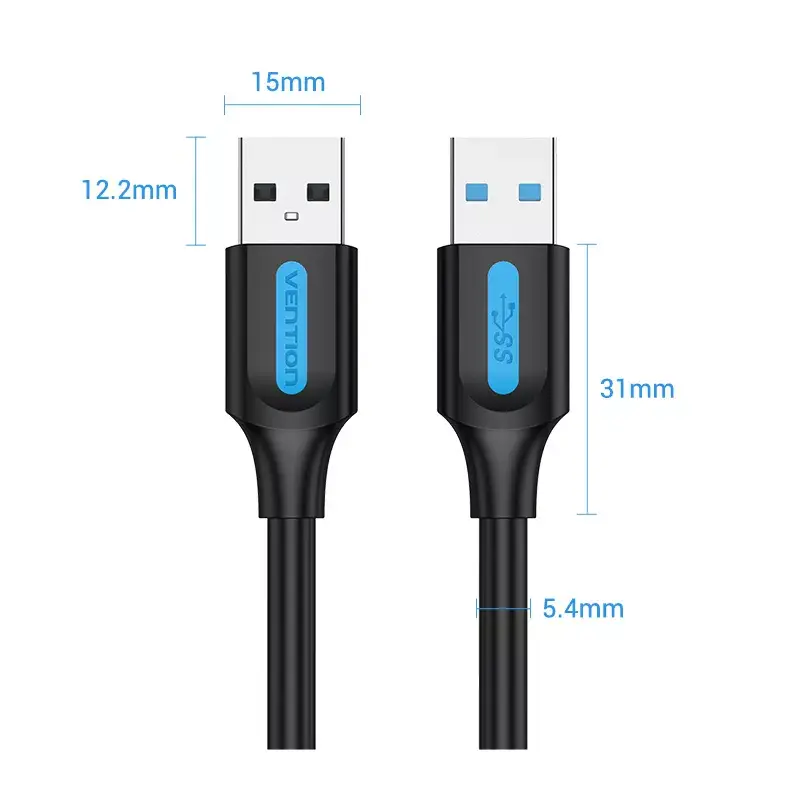 Vention CONBD cabo USB 3.0, USB-A macho para USB-A macho, 0,5 m, PVC, preto