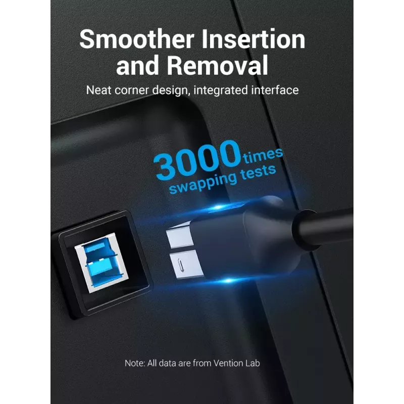 Vention COOBI cabo de impressora USB 3.0, USB-A macho para USB-B macho, 3 m, 5 Gbps, preto