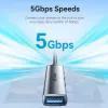 Vention CKOHB mini hub USB 3.0 4 em 1, 1x USB 3.0 + 3x USB 2.0, 5 Gbps, 0,15 m, alumínio, cinzento