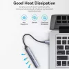 Vention CKOHB mini hub USB 3.0 4 em 1, 1x USB 3.0 + 3x USB 2.0, 5 Gbps, 0,15 m, alumínio, cinzento