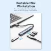 Vention CKOHB mini hub USB 3.0 4 em 1, 1x USB 3.0 + 3x USB 2.0, 5 Gbps, 0,15 m, alumínio, cinzento