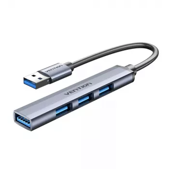 Hub USB Vention CKOHB — hub de 4 portas USB 3.2 Gen 1/USB 2.0, cabo de 0,15 m, cinzento alumínio