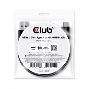 Cabo USB 3.2 Gen1 Type-A para Micro-USB M/M 1 m CLUB3D CAC-1408