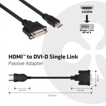 Adaptador passivo CLUB3D HDMI para DVI Single Link 0,40 m HDMI DVI