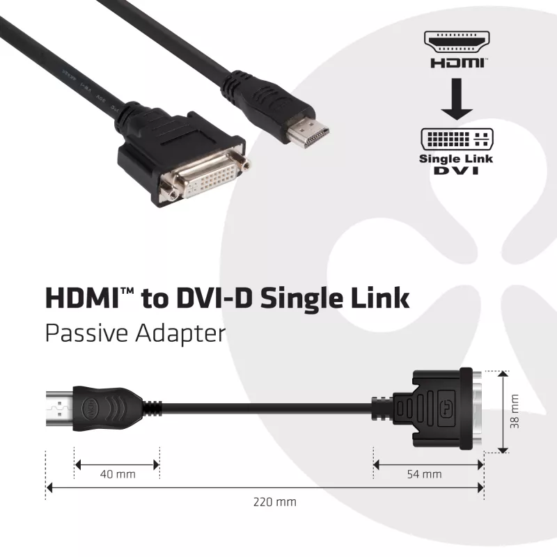 Adaptador passivo CLUB3D HDMI para DVI Single Link 0,40 m HDMI DVI