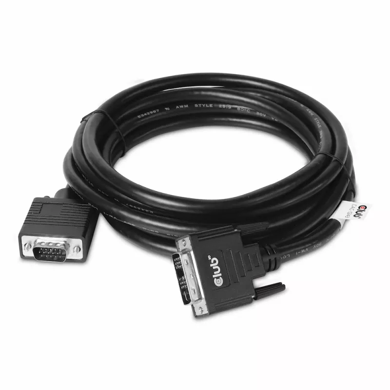 Cabo DVI-A para VGA M/M CLUB3D CAC-1243 3m 28 AWG preto