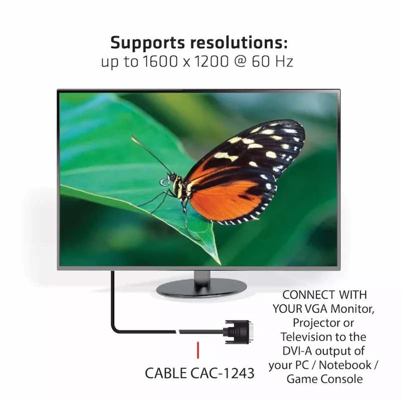 Cabo DVI-A para VGA M/M CLUB3D CAC-1243 3m 28 AWG preto