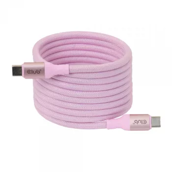 Cabo CLUB3D USB-C Magnetic-Coil 240W rosa 2m USB 2.0