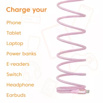 Cabo CLUB3D USB-C Magnetic-Coil 240W rosa 2m USB 2.0