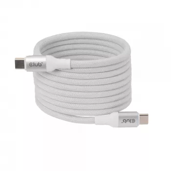Cabo USB-C Magnetic-Coil Club 3D CAC-3032 — branco, design de bobina magnética para carregamento e transferência de dados