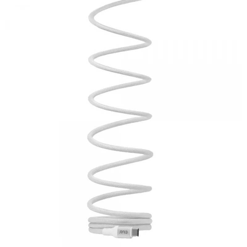 Cabo USB-C Magnetic-Coil Club 3D CAC-3032 — branco, design de bobina magnética para carregamento e transferência de dados