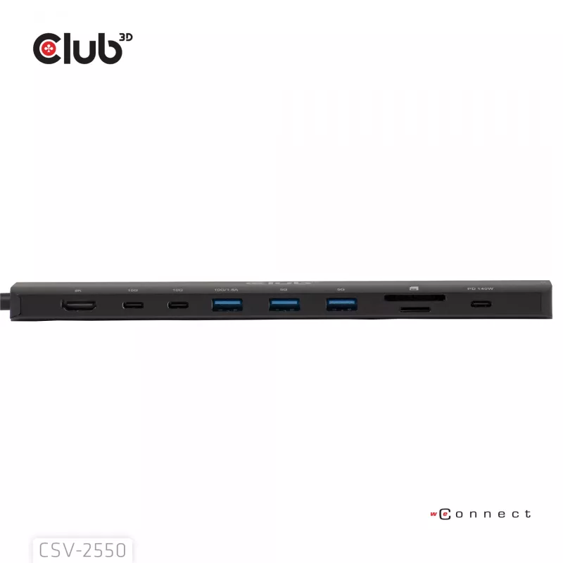 Dock portátil CLUB3D 10-1 USB Type-C® 10Gbps para HDMI™ 8K30Hz PD3.1 máx. 140 Watt