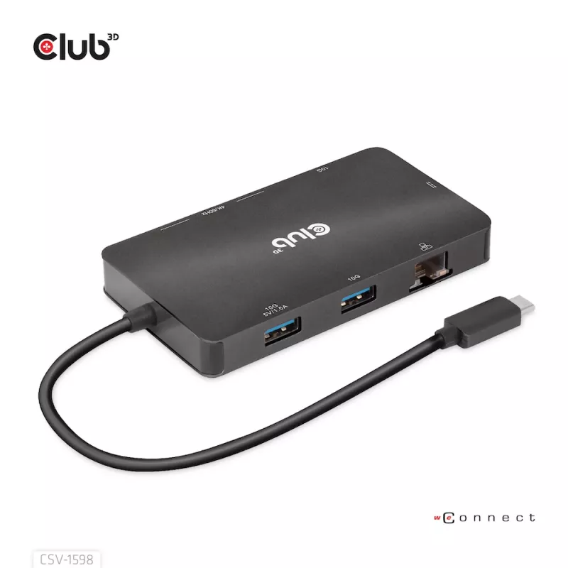 HUB CLUB3D USB Gen2 Type-C para Dual DisplayPort 4k60Hz 7-in-1