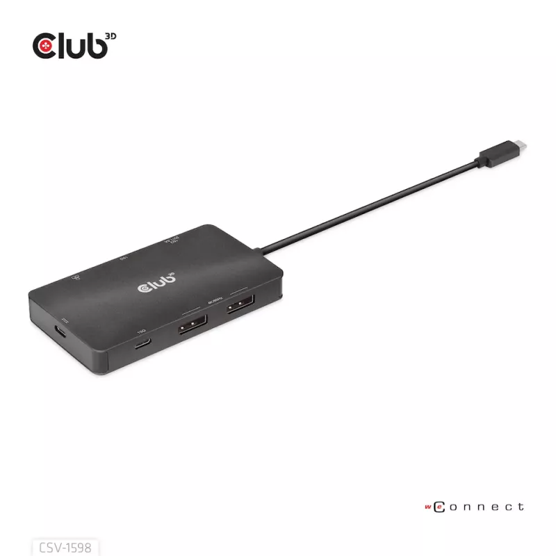 HUB CLUB3D USB Gen2 Type-C para Dual DisplayPort 4k60Hz 7-in-1