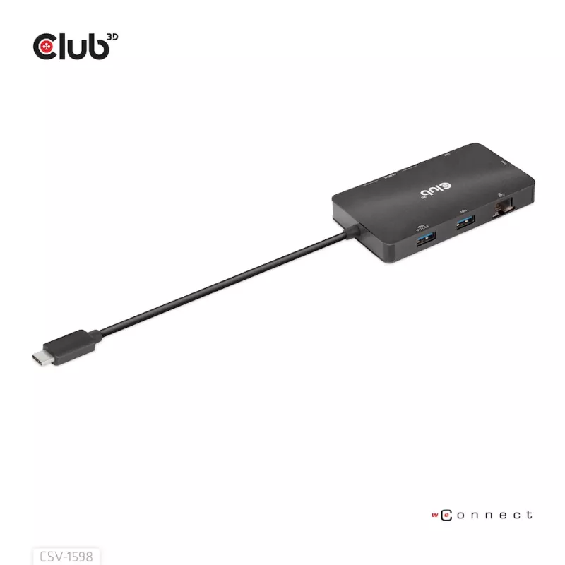 HUB CLUB3D USB Gen2 Type-C para Dual DisplayPort 4k60Hz 7-in-1