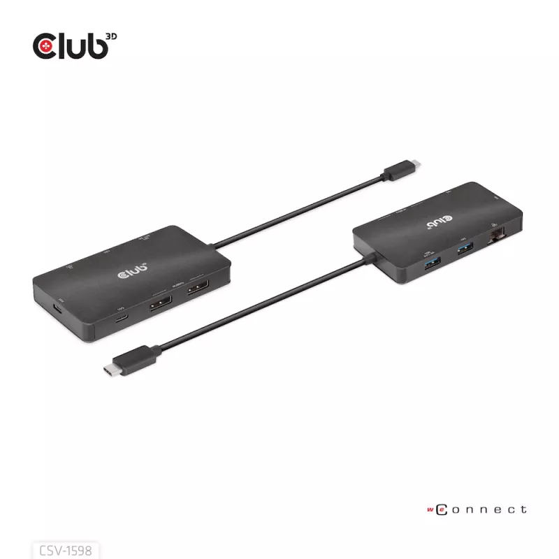 HUB CLUB3D USB Gen2 Type-C para Dual DisplayPort 4k60Hz 7-in-1