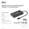 HUB CLUB3D USB Gen2 Type-C para Dual DisplayPort 4k60Hz 7-in-1