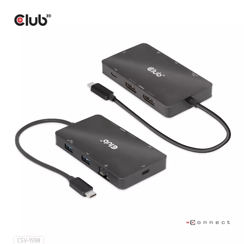 HUB CLUB3D USB Gen2 Type-C para Dual DisplayPort 4k60Hz 7-in-1