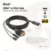 Club 3D CAC-1712 cabo de HDMI para VGA M/M com alimentação Micro-USB e áudio de 3,5 mm, 2 m (6,56 ft), 28AWG