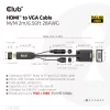 Club 3D CAC-1712 cabo de HDMI para VGA M/M com alimentação Micro-USB e áudio de 3,5 mm, 2 m (6,56 ft), 28AWG