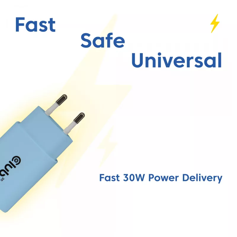 Carregador USB-C CLUB3D 2-Pack 30 Watt branco, interior, AC, azul