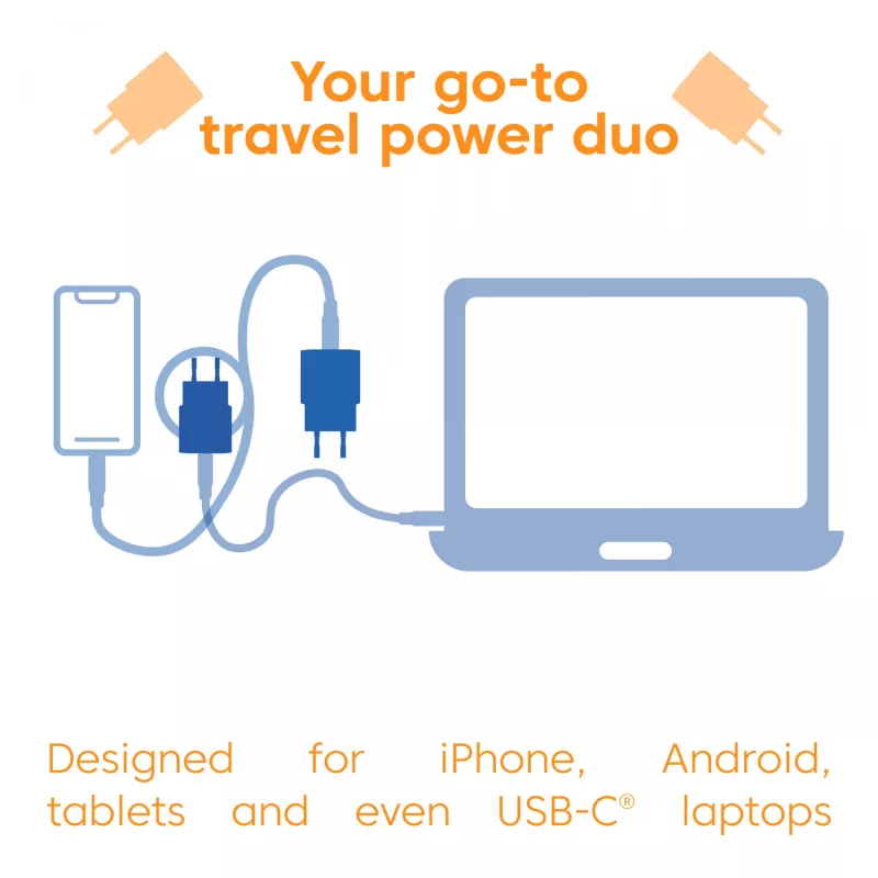 Carregador USB-C CLUB3D 2-Pack 30 Watt branco, interior, AC, azul