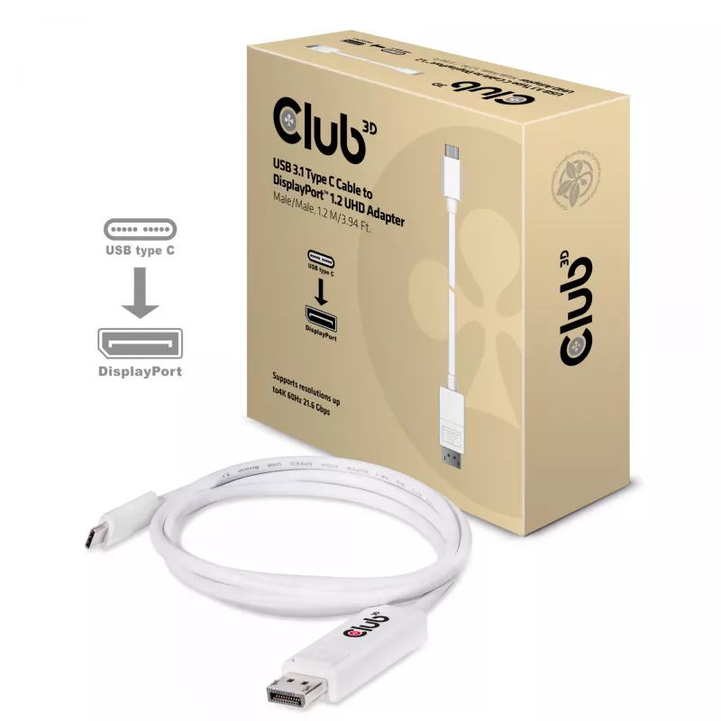 Adaptador CLUB3D cabo USB 3.1 tipo C para DisplayPort 1.2 UHD