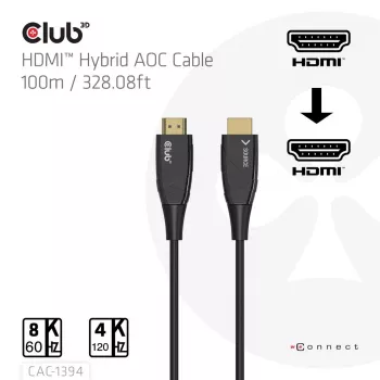 Cabo AOC CLUB3D CAC-1394 Ultra High Speed 4K120Hz/8K60Hz unidirecional M/M 100m