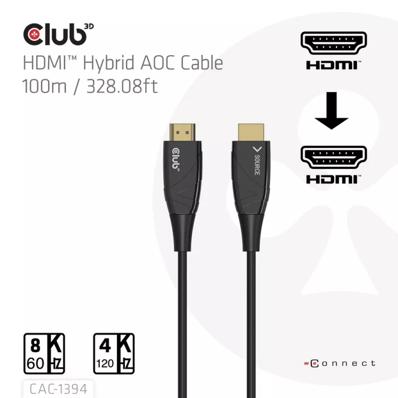 Cabo AOC CLUB3D CAC-1394 Ultra High Speed 4K120Hz/8K60Hz unidirecional M/M 100m
