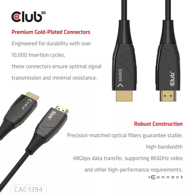 Cabo AOC CLUB3D CAC-1394 Ultra High Speed 4K120Hz/8K60Hz unidirecional M/M 100m