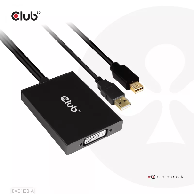 Adaptador ativo CLUB3D Mini DisplayPort para Dual Link DVI, versão HDCP OFF para Apple Cinema Displays