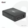 Carregador de viagem CLUB3D 132W tecnologia GaN, quatro portas USB Type-A e -C, suporte Power Delivery (PD) 3.0