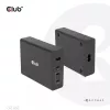 Carregador de viagem CLUB3D 132W tecnologia GaN, quatro portas USB Type-A e -C, suporte Power Delivery (PD) 3.0