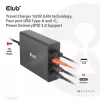 Carregador de viagem CLUB3D 132W tecnologia GaN, quatro portas USB Type-A e -C, suporte Power Delivery (PD) 3.0