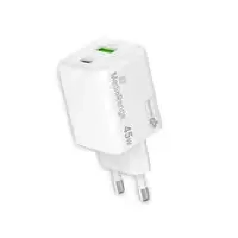 Carregador de interior USB-C 45W AC MediaRange MRMA113-2 para smartphone e tablet, branco, entrada 100–240 V