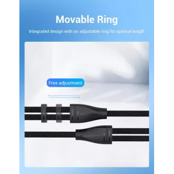 Cabo adaptador de áudio Vention 2× ficha 3,5 mm para conector fêmea 3,5 mm de 4 polos, 0,3 m, preto