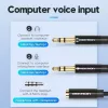Cabo adaptador de áudio Vention 2× ficha 3,5 mm para conector fêmea 3,5 mm de 4 polos, 0,3 m, preto