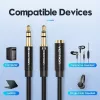 Cabo adaptador de áudio Vention 2× ficha 3,5 mm para conector fêmea 3,5 mm de 4 polos, 0,3 m, preto