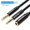 Cabo adaptador de áudio Vention 2× ficha 3,5 mm para conector fêmea 3,5 mm de 4 polos, 0,3 m, preto