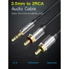 Cabo de áudio Vention 3,5 mm TRRS (ficha) para 2×RCA (ficha), 2 m, preto