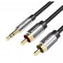 Cabo de áudio Vention 3,5 mm TRRS (ficha) para 2×RCA (ficha), 2 m, preto