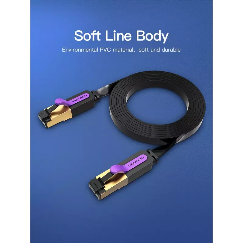 Cabo de rede Vention plano Cat.7 patch cable 3M preto